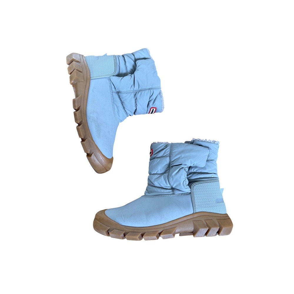 Hunter ankle puffer Sherpa‎ lined weather proof outdoor snow boots in grey